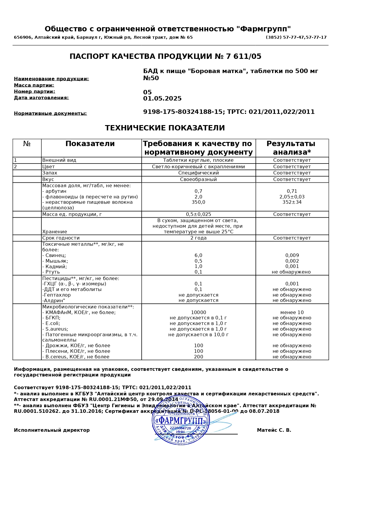 Паспорт №052025